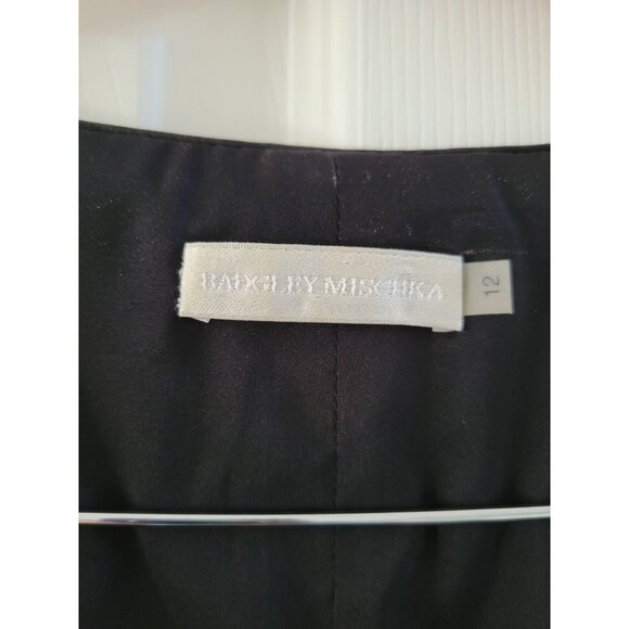 Badgley Mischka Black wool blend dress size 12 guest Party Cocktail - Picture 3 of 8